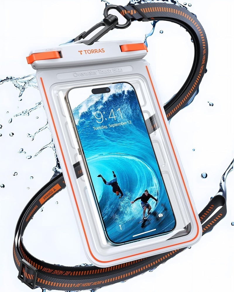 TORRAS IPX8 Waterproof Phone Pouch Floating, Underwater Screen Touchable, Water Proof Case with Lanyard for iPhone 17 Pro Max 16 S25, Cellphone Dry Bag Cruise Essentials 7.0 inch, White - Image 1